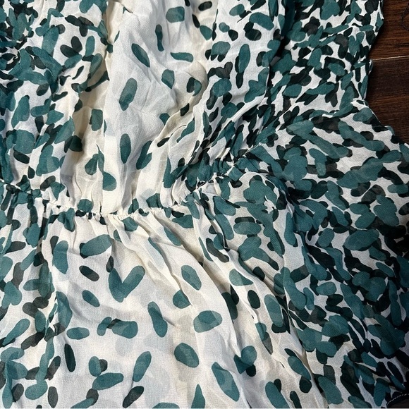 Susana Monaco Green Leopard Print Peasant Blouse Top - Picture 3 of 4